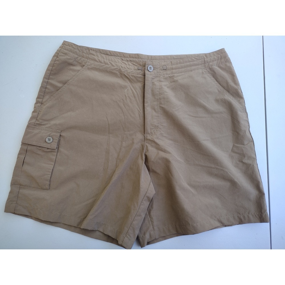 Alpine Design Women s Cargo Shorts Khaki Tan Button Waist Drawstring‎ Size 14